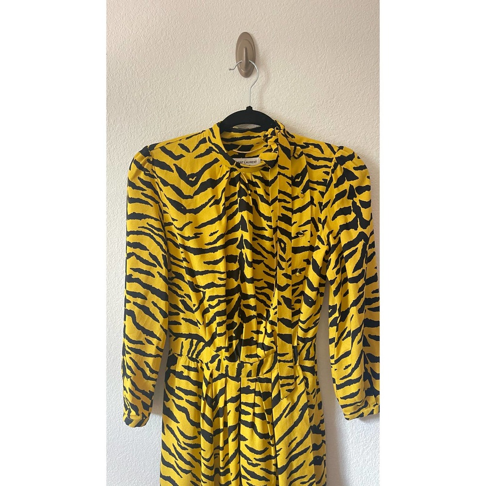 Saint Laurent Tiger Crepe Dress - Picture 6 of 15